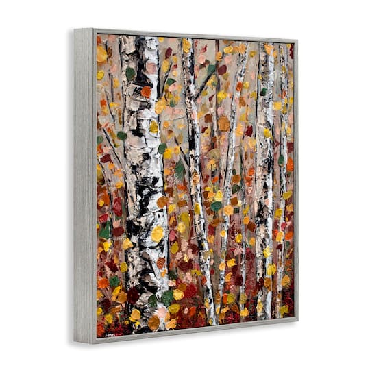 Stupell Industries Autumn Birch Trees Abstract Leaves Framed Giclee Art